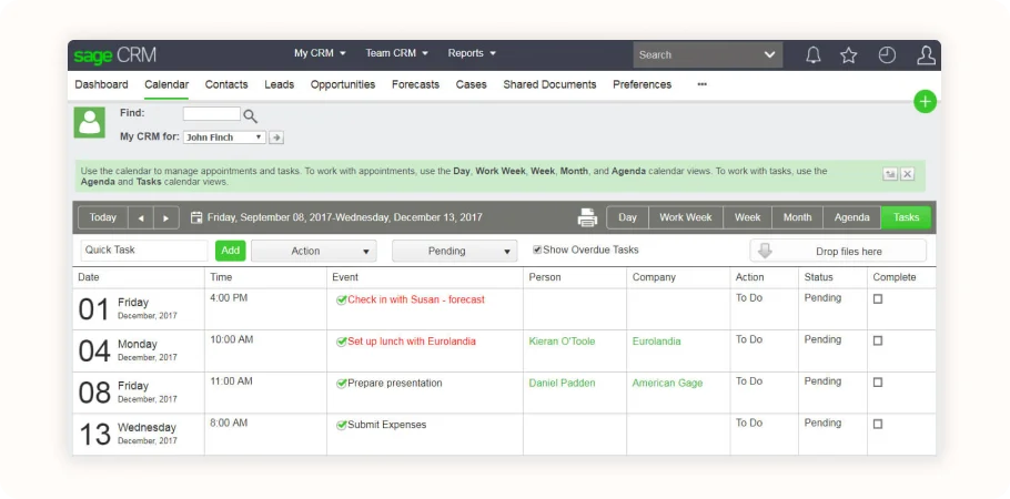 Sage CRM features