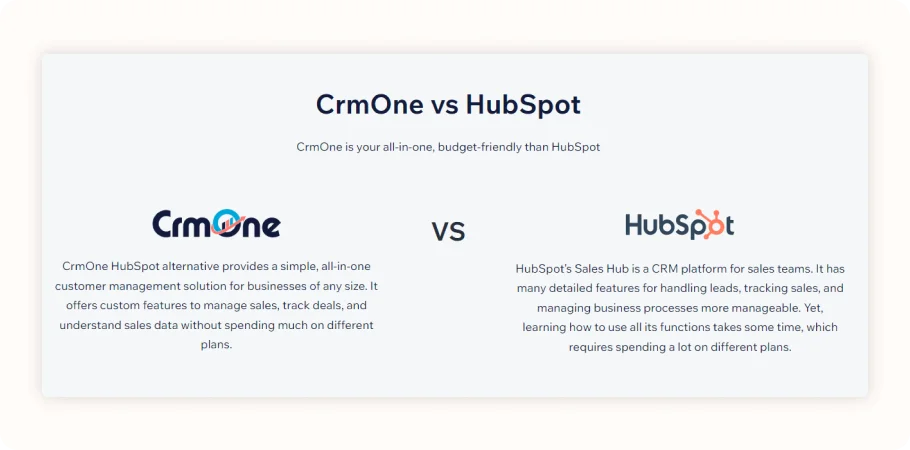 Why choose CrmOne over HubSpot