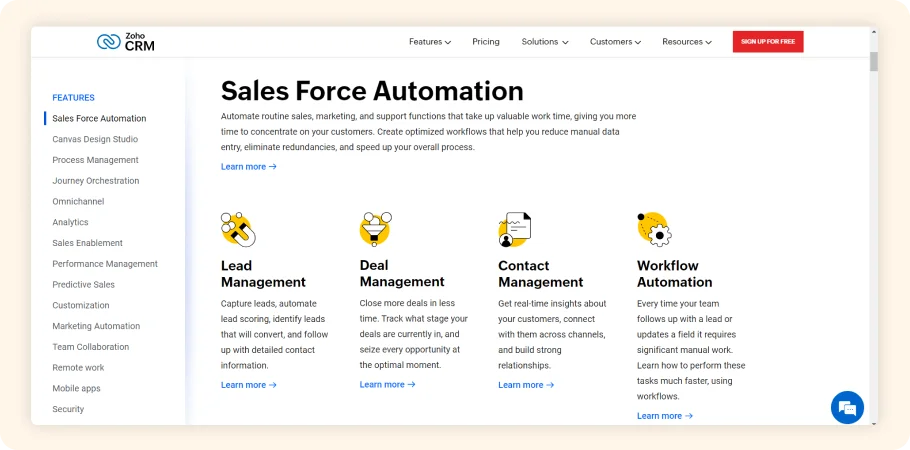 Zoho Crm Features
