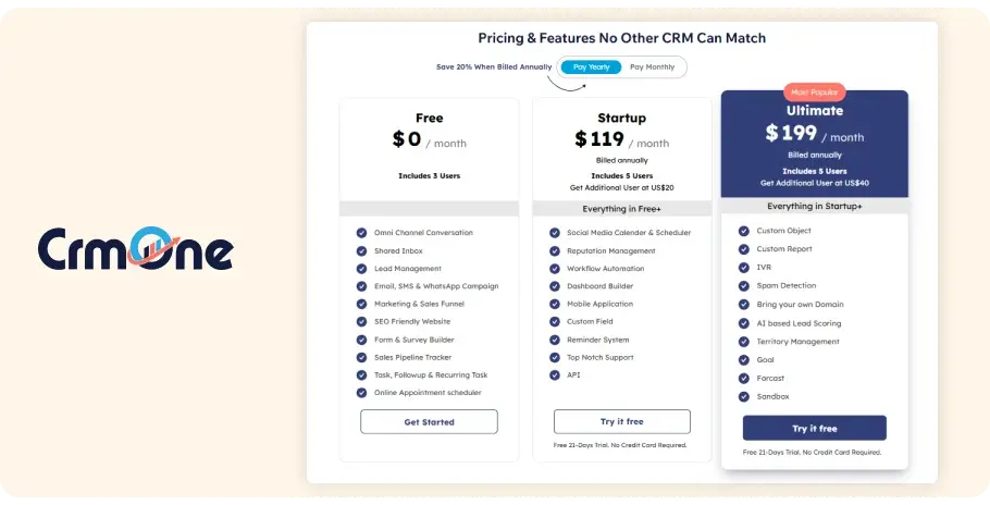 CrmOne pricing