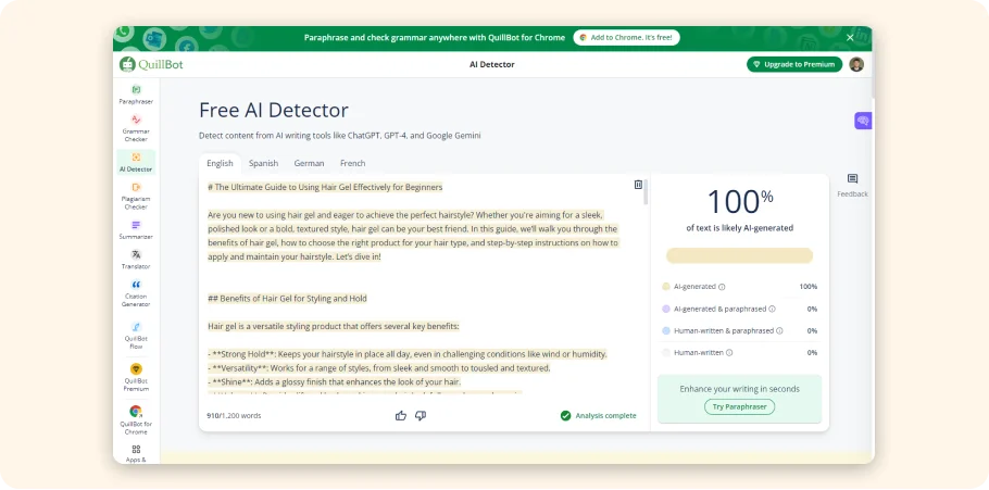 QuillBot’s AI Detector