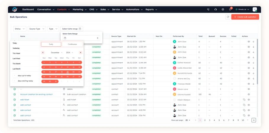 Bulk Operations in Contact Management