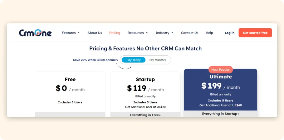 CrmOne Pricing and features