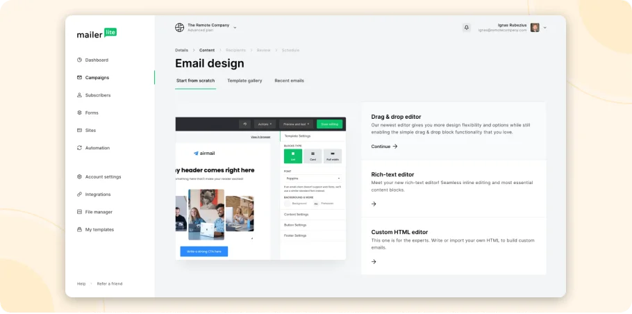 MailerLite focuses on simplicity